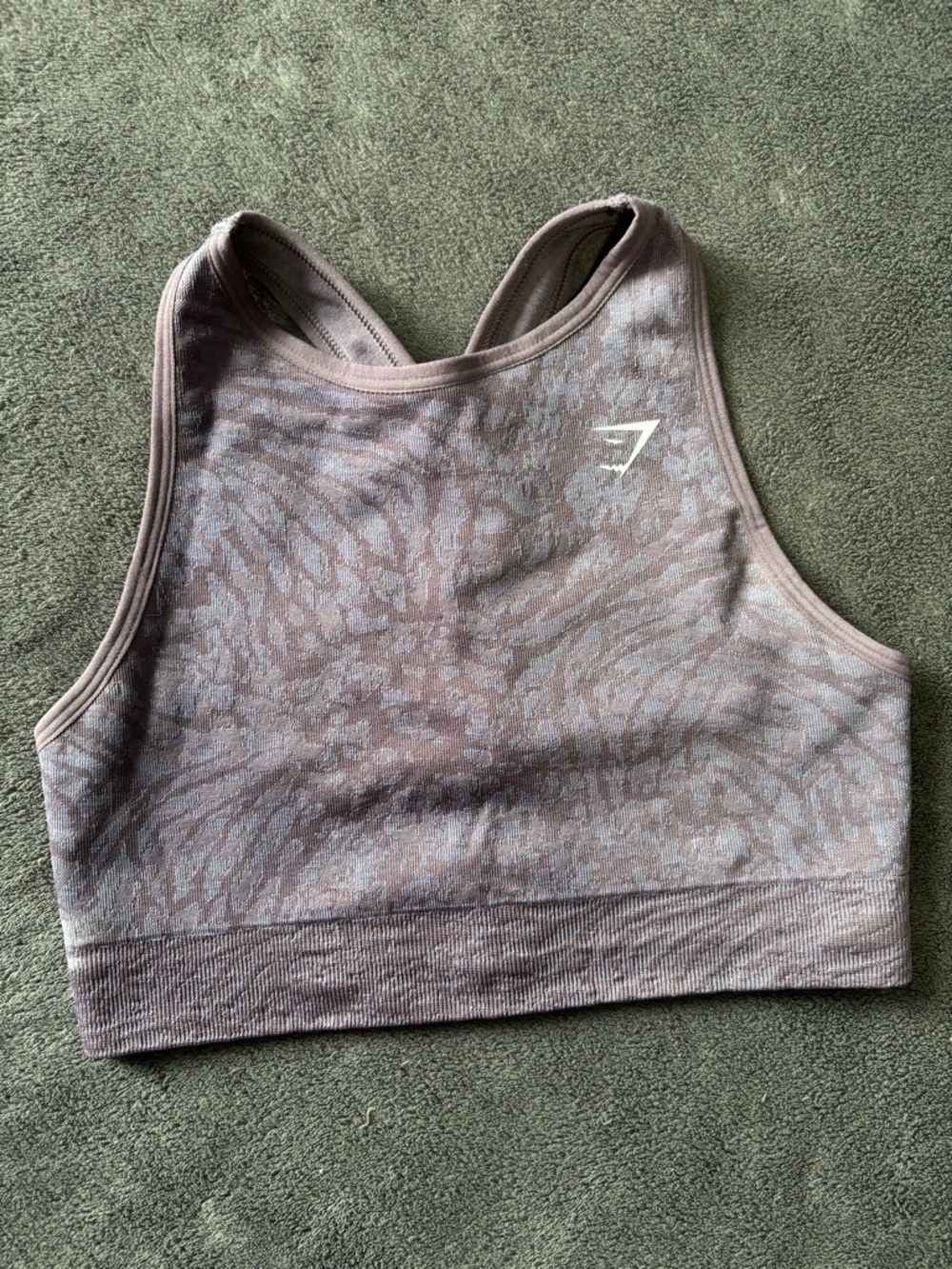 Gymshark Mauve Animal-Print Seamless High-Neck Sports Bra